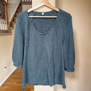 Margaret O'Leary Green Metallic Irish Coastal Knit Tunic Sweater MSRP $288 Y2K L